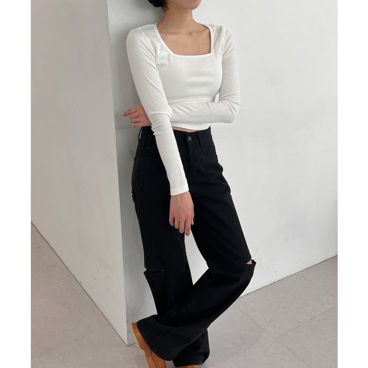 スリムスクエアリブTシャツ | by muni:r | 詳細画像1 