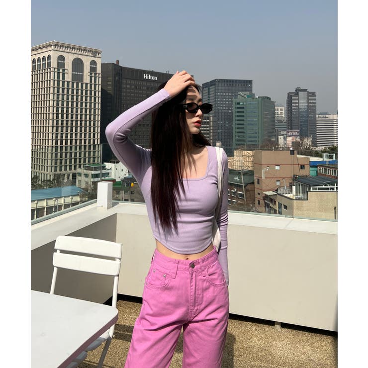 スリムスクエアリブTシャツ | by muni:r | 詳細画像57 