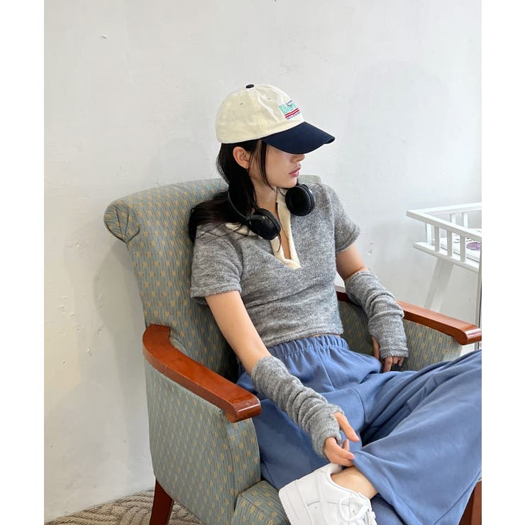 テリーVネックカラー半袖Tシャツ(ウォーマーSET) | by muni:r | 詳細画像14 