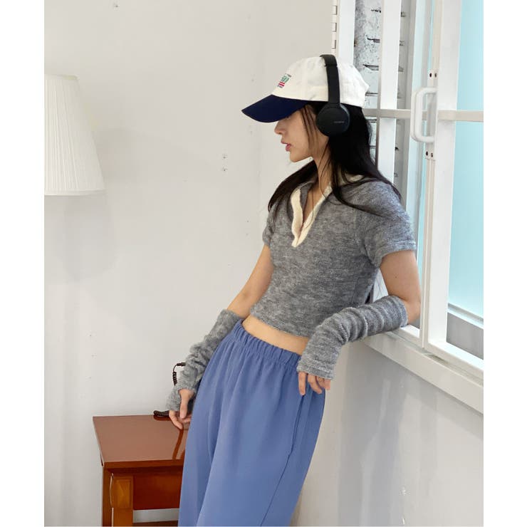 テリーVネックカラー半袖Tシャツ(ウォーマーSET) | by muni:r | 詳細画像17 