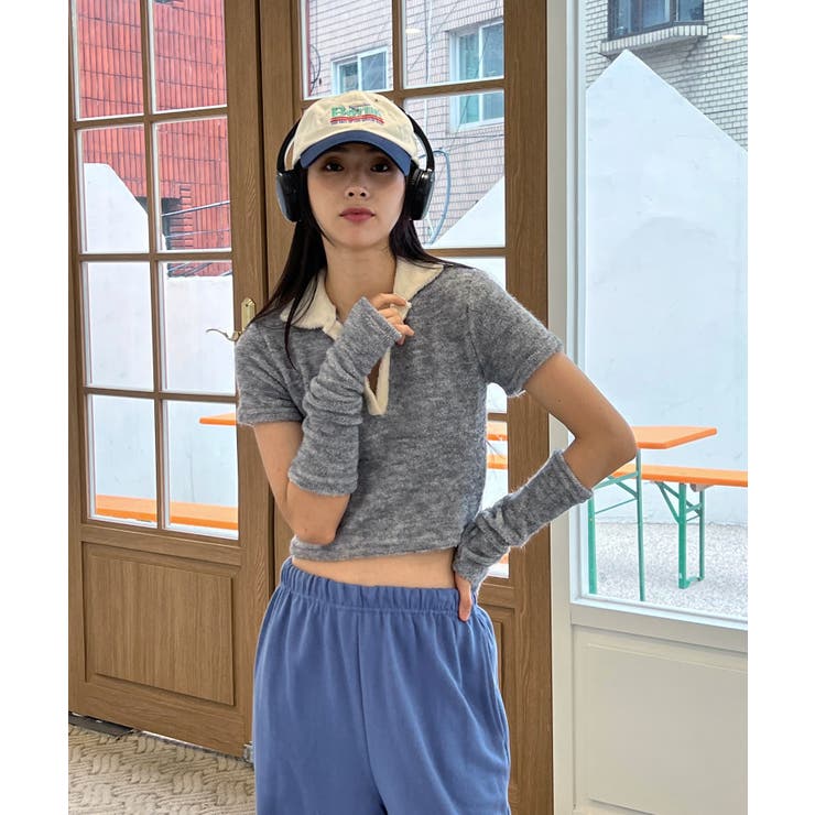 テリーVネックカラー半袖Tシャツ(ウォーマーSET) | by muni:r | 詳細画像25 