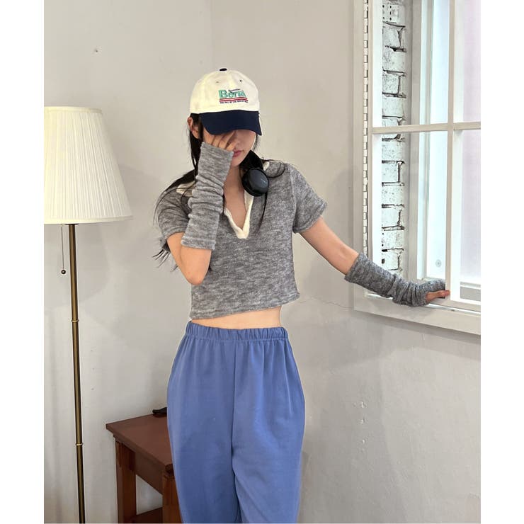 テリーVネックカラー半袖Tシャツ(ウォーマーSET) | by muni:r | 詳細画像27 