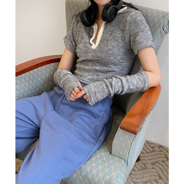 テリーVネックカラー半袖Tシャツ(ウォーマーSET) | by muni:r | 詳細画像30 