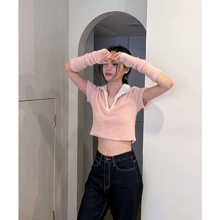 テリーVネックカラー半袖Tシャツ(ウォーマーSET) | by muni:r | 詳細画像35 