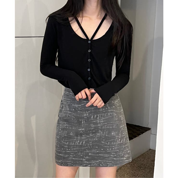 ブラック | ユニークスリットポイント 長袖カーディガン | by muni:r