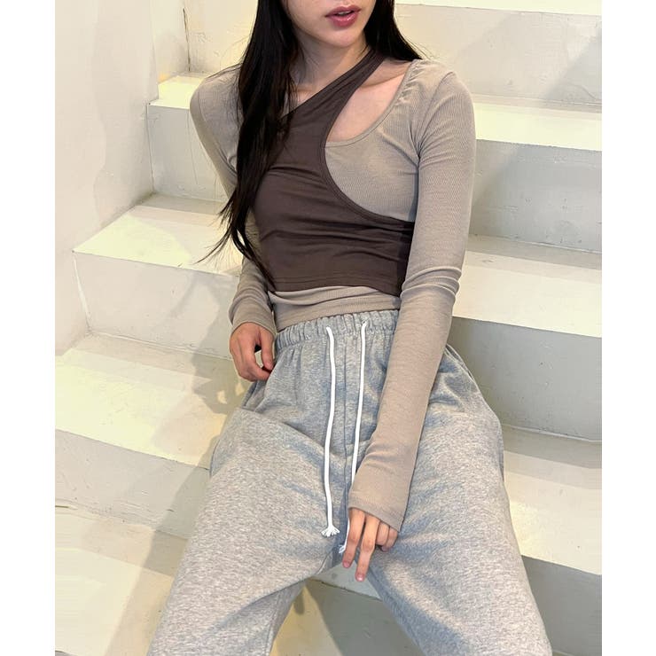 ウェーブ配色レイヤードTシャツ | by muni:r | 詳細画像17 