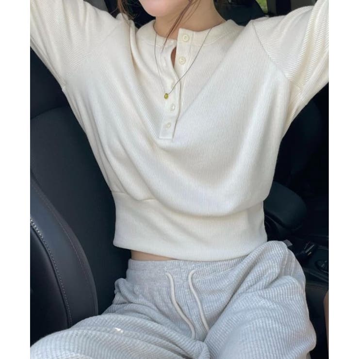 リブボタンクロップドトレーナー | by muni:r | 詳細画像4 