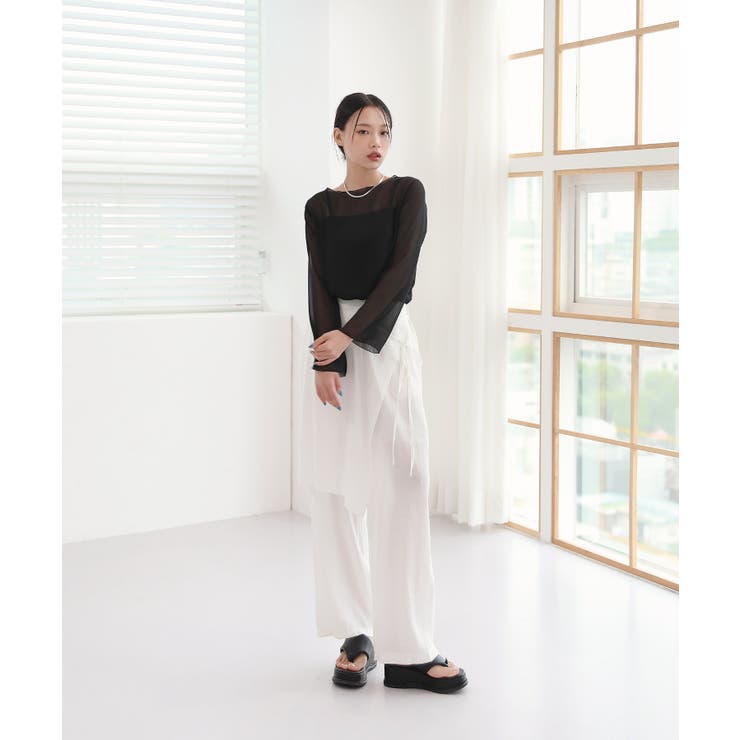 ムニールハイネック アイテム 新しいデザインのシースルー ブラウス | by muni:r | 詳細画像14 