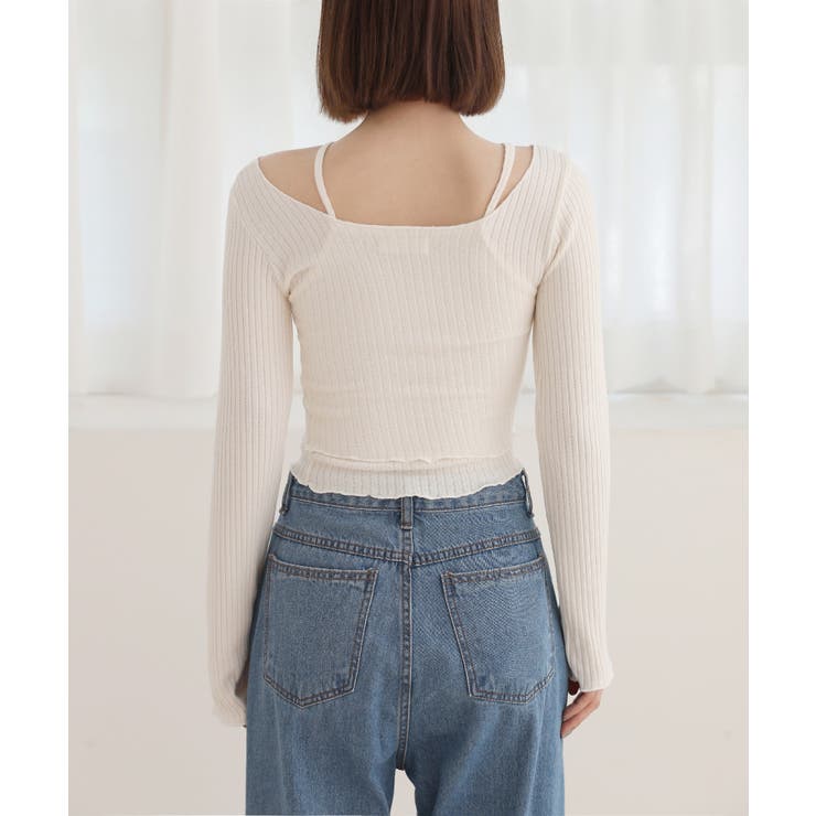 リブ素材 ウェーブポイント Tシャツ＆キャミソールセット | by muni:r | 詳細画像12 