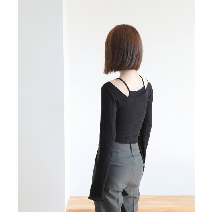 リブ素材 ウェーブポイント Tシャツ＆キャミソールセット | by muni:r | 詳細画像14 