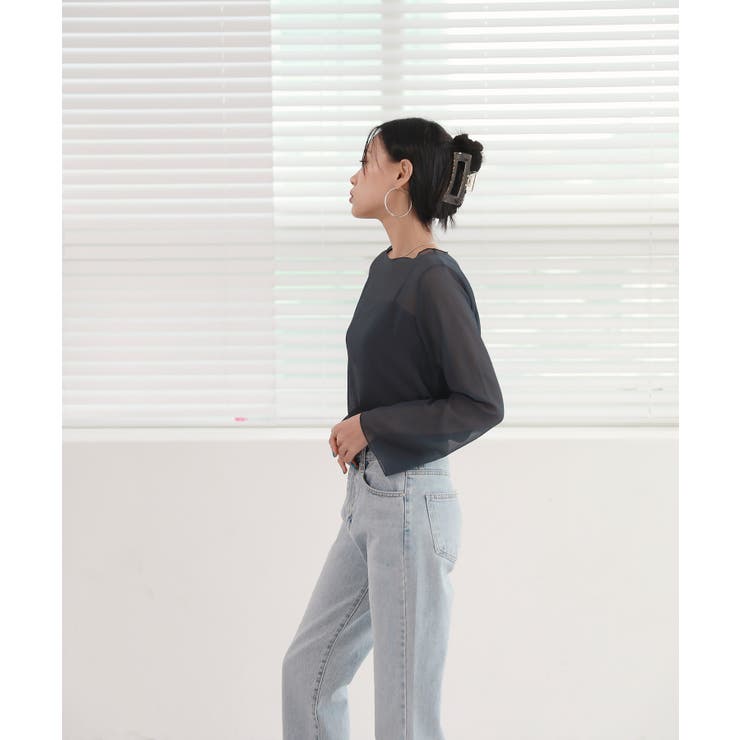 ムニールハイネック アイテム 新しいデザインのシースルー ブラウス | by muni:r | 詳細画像22 