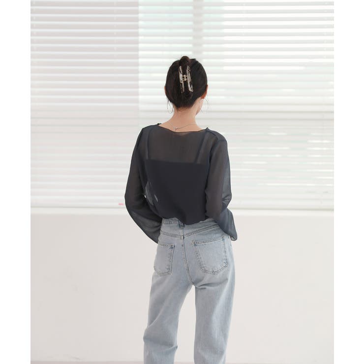 ムニールハイネック アイテム 新しいデザインのシースルー ブラウス | by muni:r | 詳細画像23 