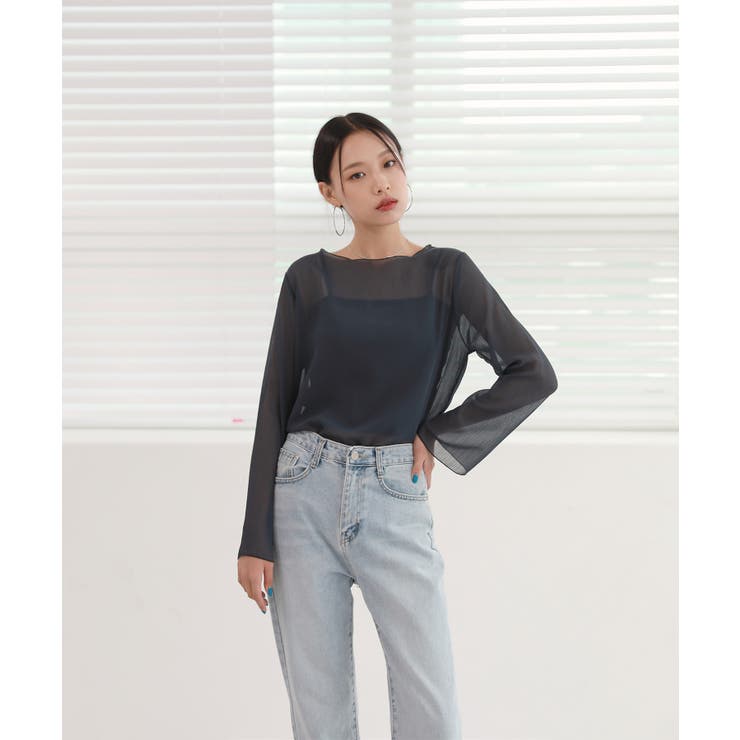 ムニールハイネック アイテム 新しいデザインのシースルー ブラウス | by muni:r | 詳細画像24 