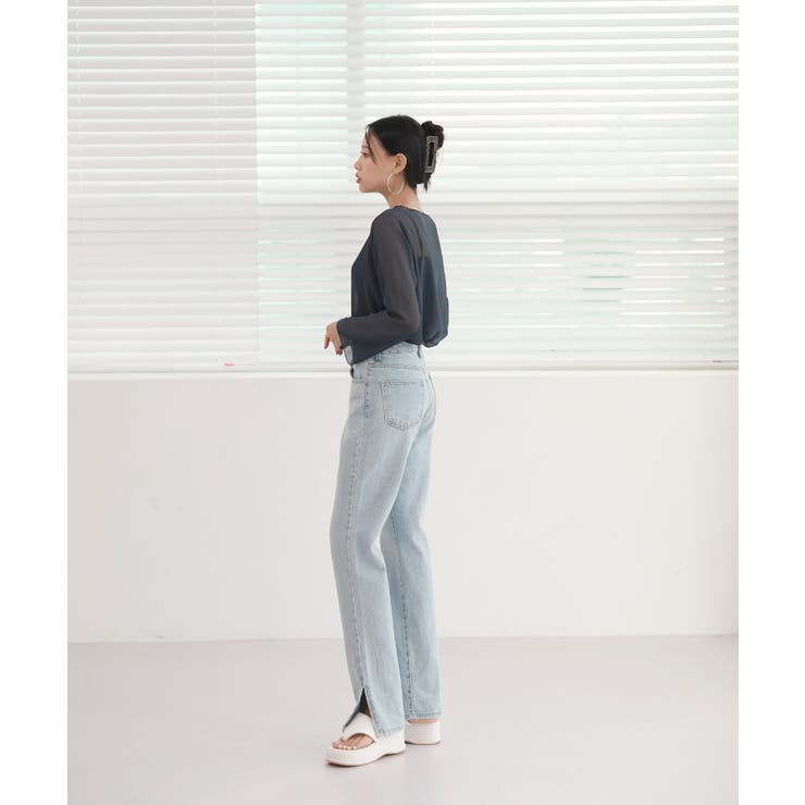 ムニールハイネック アイテム 新しいデザインのシースルー ブラウス | by muni:r | 詳細画像25 