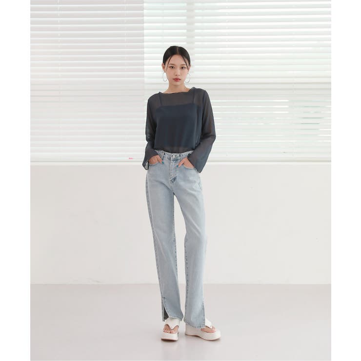 ムニールハイネック アイテム 新しいデザインのシースルー ブラウス | by muni:r | 詳細画像27 