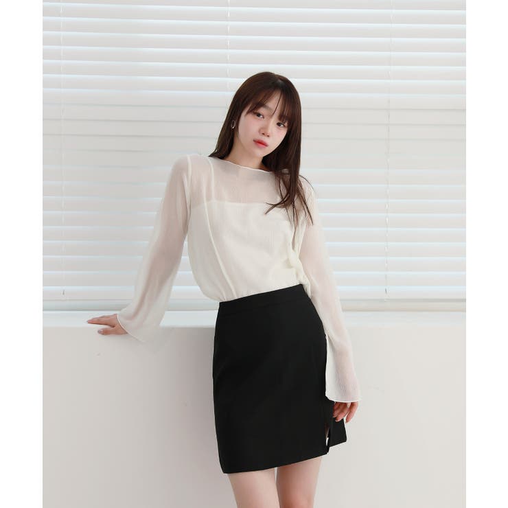 ムニールハイネック アイテム 新しいデザインのシースルー ブラウス | by muni:r | 詳細画像1 