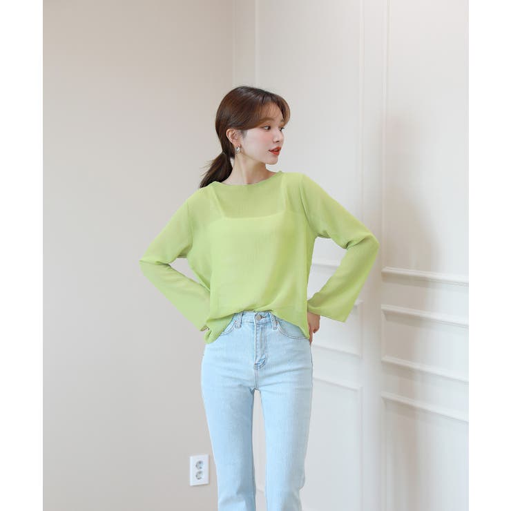 ムニールハイネック アイテム 新しいデザインのシースルー ブラウス | by muni:r | 詳細画像29 