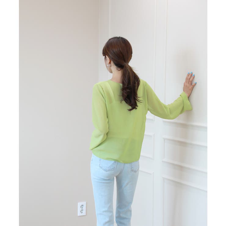 ムニールハイネック アイテム 新しいデザインのシースルー ブラウス | by muni:r | 詳細画像30 