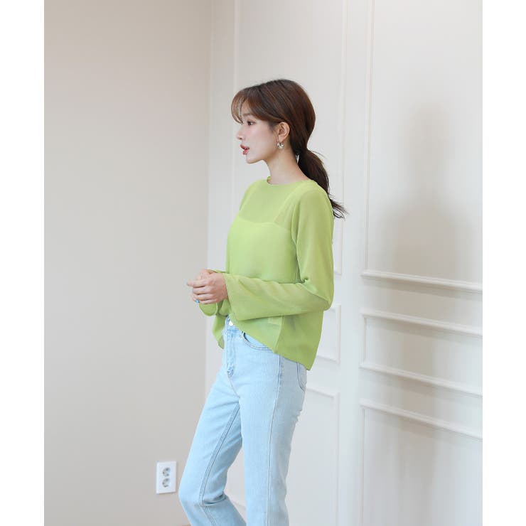 ムニールハイネック アイテム 新しいデザインのシースルー ブラウス | by muni:r | 詳細画像31 