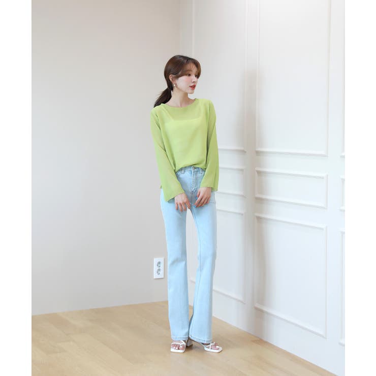 ムニールハイネック アイテム 新しいデザインのシースルー ブラウス | by muni:r | 詳細画像32 