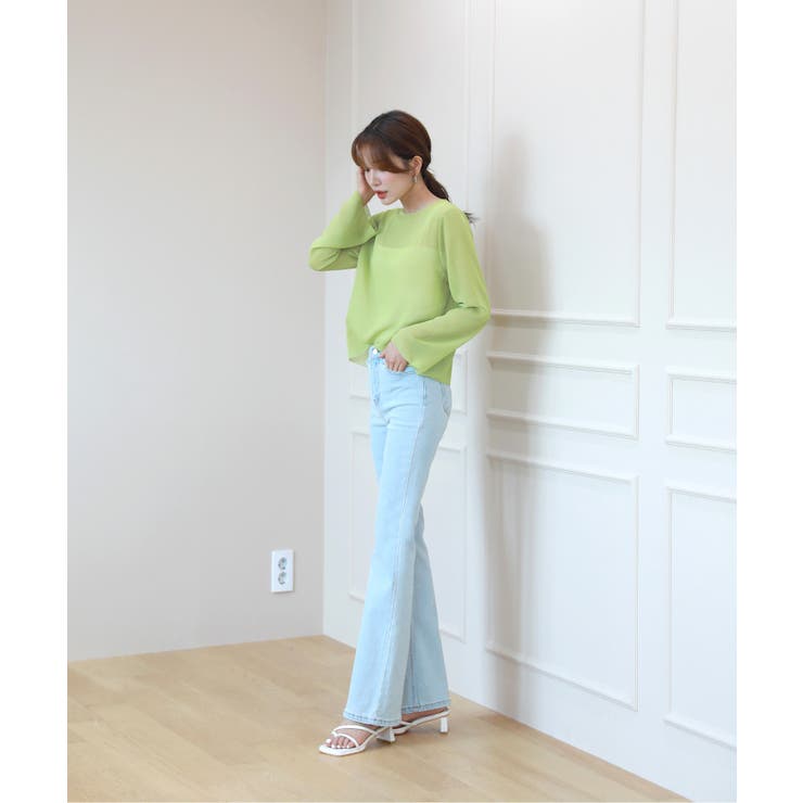 ムニールハイネック アイテム 新しいデザインのシースルー ブラウス | by muni:r | 詳細画像35 