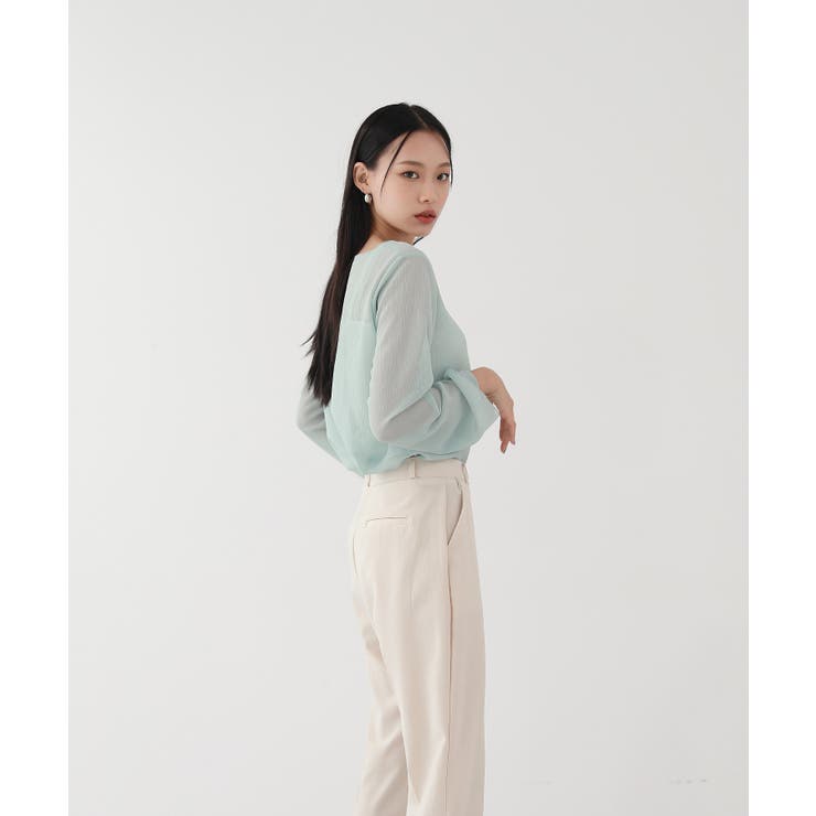 ムニールハイネック アイテム 新しいデザインのシースルー ブラウス | by muni:r | 詳細画像36 