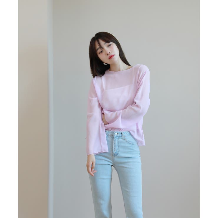 ムニールハイネック アイテム 新しいデザインのシースルー ブラウス | by muni:r | 詳細画像42 