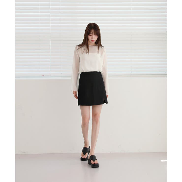 ムニールハイネック アイテム 新しいデザインのシースルー ブラウス | by muni:r | 詳細画像5 