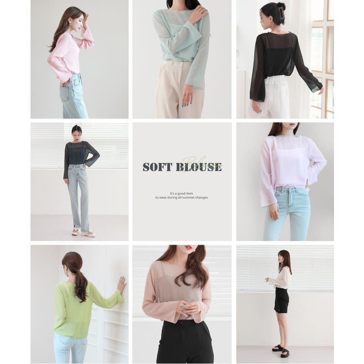 ムニールハイネック アイテム 新しいデザインのシースルー ブラウス | by muni:r | 詳細画像63 