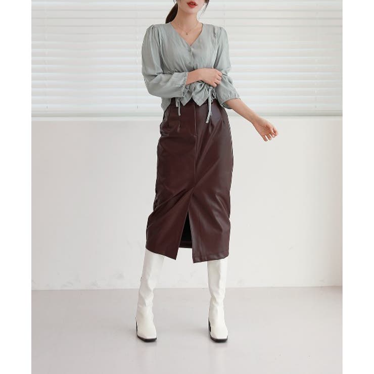 Hライン フロントスリット スカート | by muni:r | 詳細画像11 