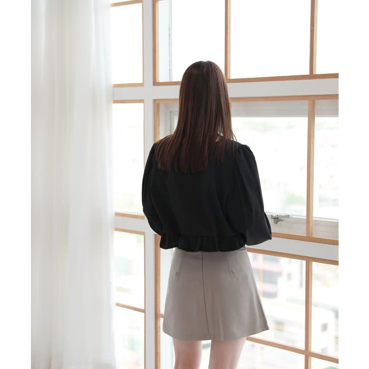 スクエアネック シャーリング フリル ブラウス | by muni:r | 詳細画像10 