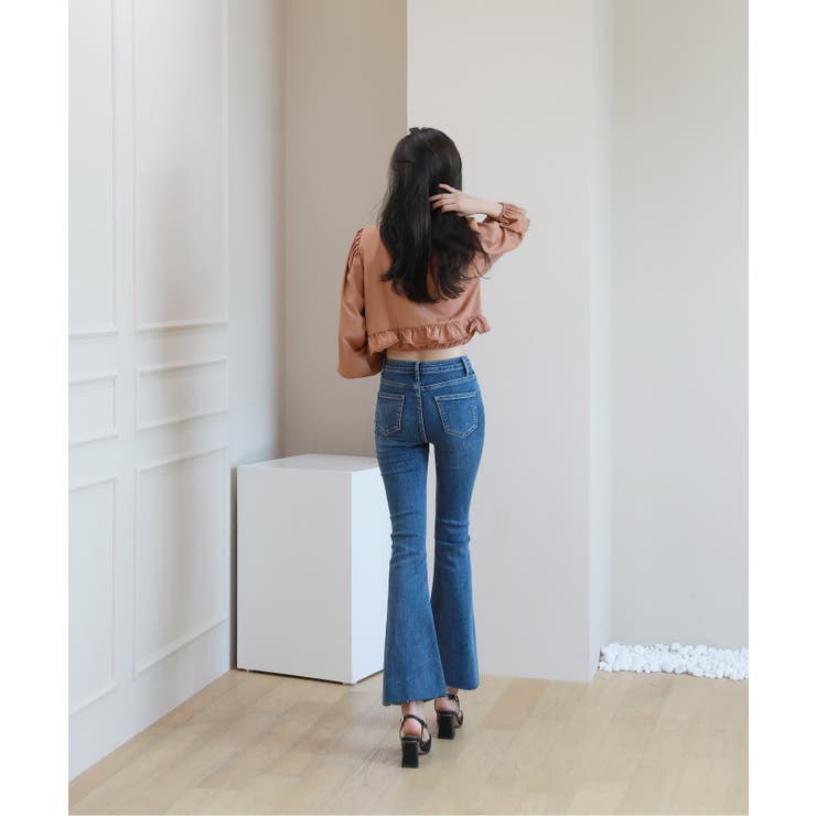 スクエアネック シャーリング フリル ブラウス | by muni:r | 詳細画像25 