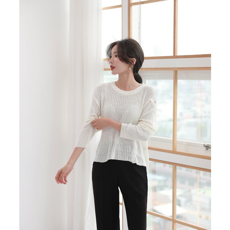 デイリー 斜め ボタン 肩 スリット ニット | by muni:r | 詳細画像10 