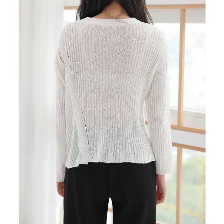デイリー 斜め ボタン 肩 スリット ニット | by muni:r | 詳細画像13 