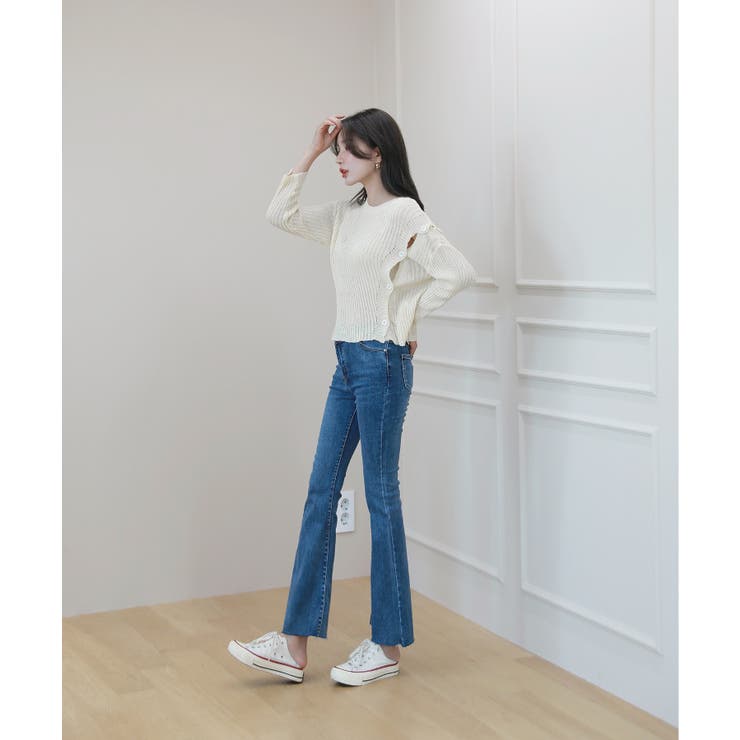 デイリー 斜め ボタン 肩 スリット ニット | by muni:r | 詳細画像6 