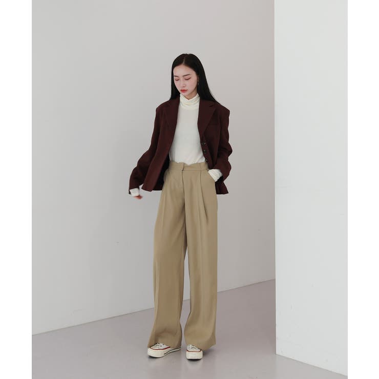 ゆらゆらフィット ロング ワイド ピンタック スラックス | by muni:r | 詳細画像35 