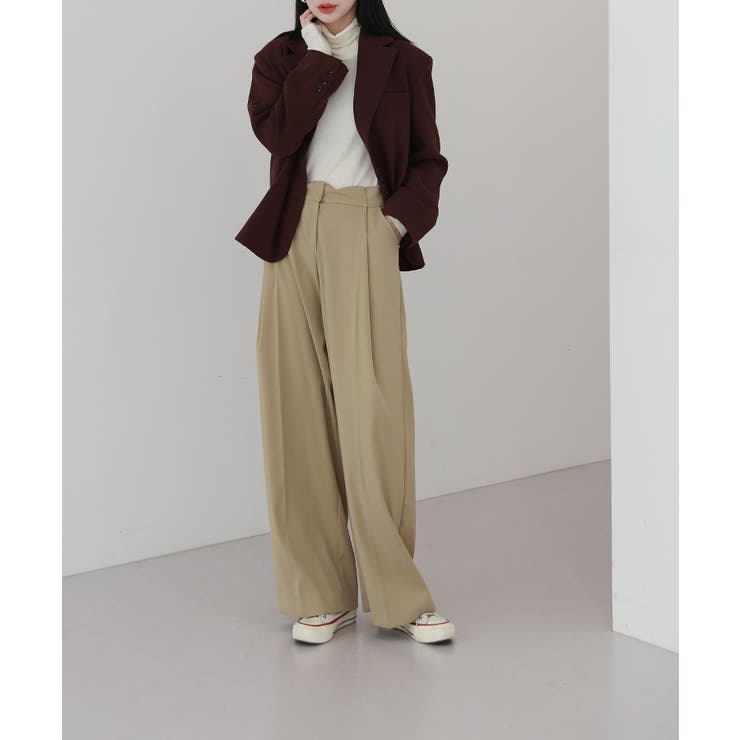 ゆらゆらフィット ロング ワイド ピンタック スラックス | by muni:r | 詳細画像37 