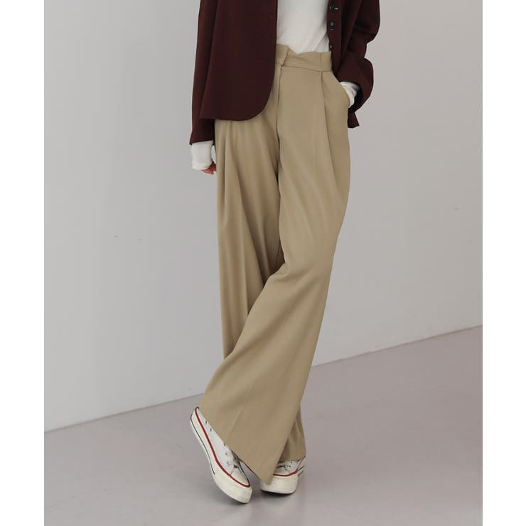 ゆらゆらフィット ロング ワイド ピンタック スラックス | by muni:r | 詳細画像48 