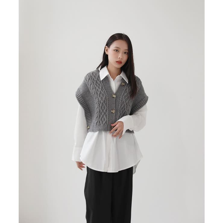 オーバーフィット ニット ボタン ベスト | by muni:r | 詳細画像1 