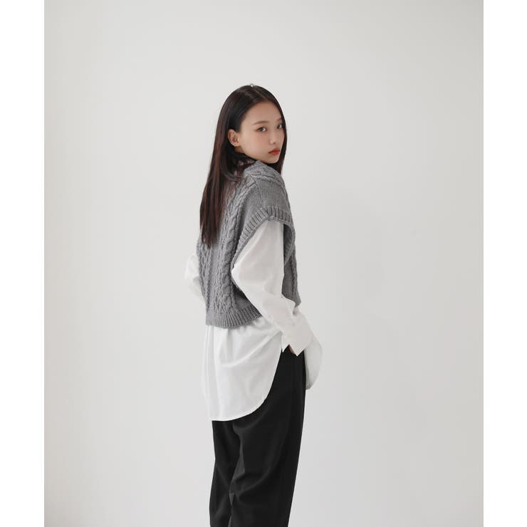 オーバーフィット ニット ボタン ベスト | by muni:r | 詳細画像6 