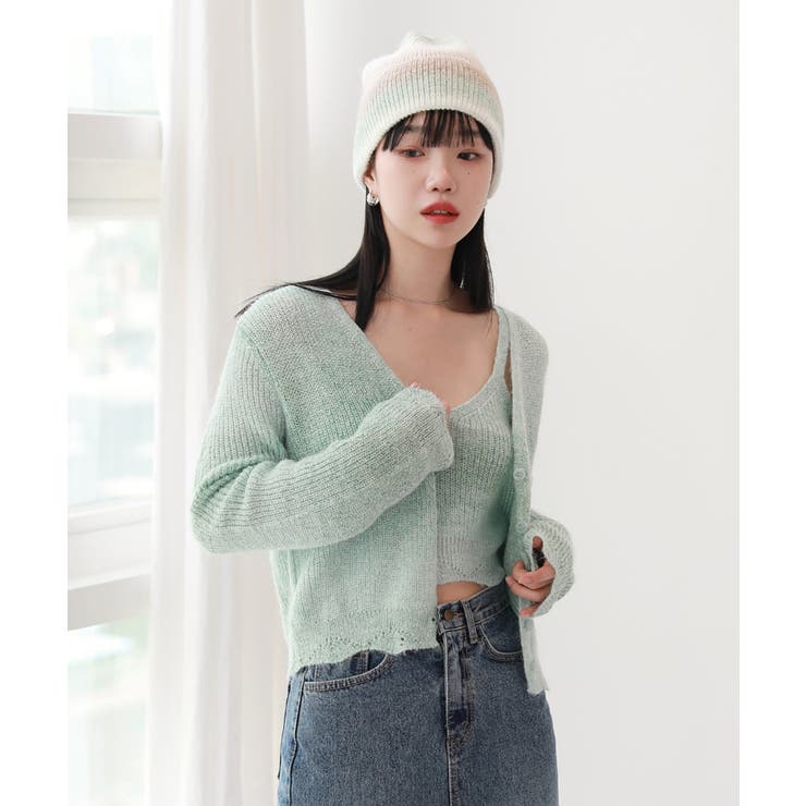 グラデーション 捺染 カーディガン ノースリーブSET | by muni:r | 詳細画像7 