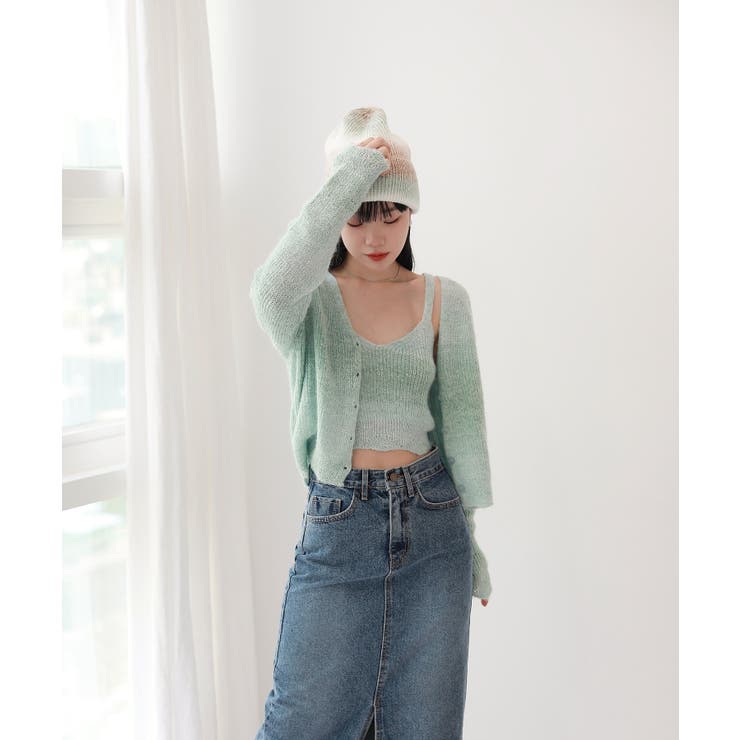 グラデーション 捺染 カーディガン ノースリーブSET | by muni:r | 詳細画像9 