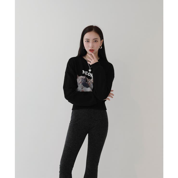 かわいい 猫 プリント スウェットTシャツ | by muni:r | 詳細画像7 