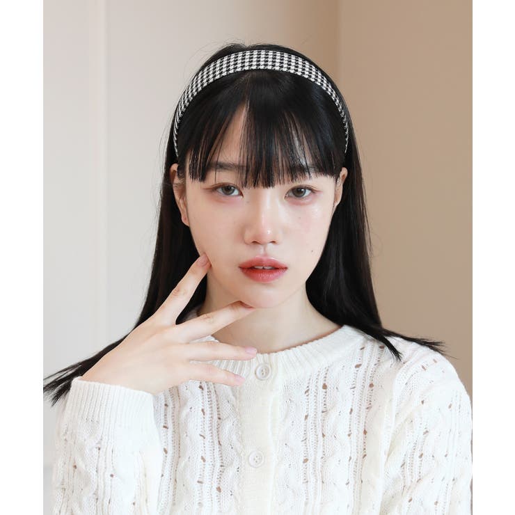 アイボリー | ハイティーン ムード ハウンド チェック ヘアバンド | by muni:r