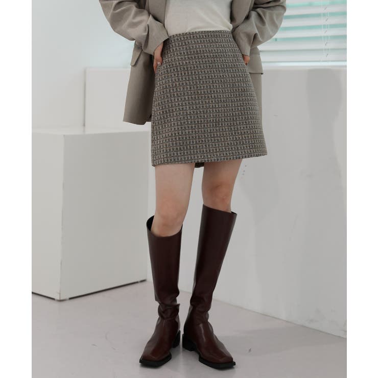 ブラウン | フェミニン チェック ミニスカート | by muni:r
