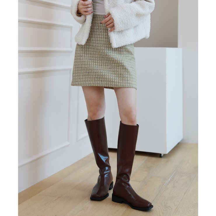 グリーン | フェミニン チェック ミニスカート | by muni:r