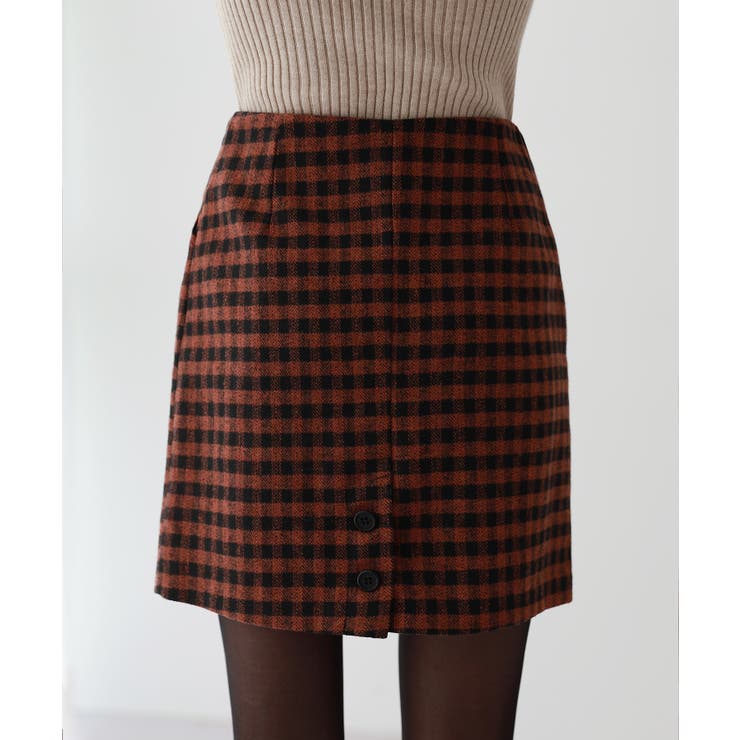 バックボタンポイントチェックミニスカート | by muni:r | 詳細画像16 