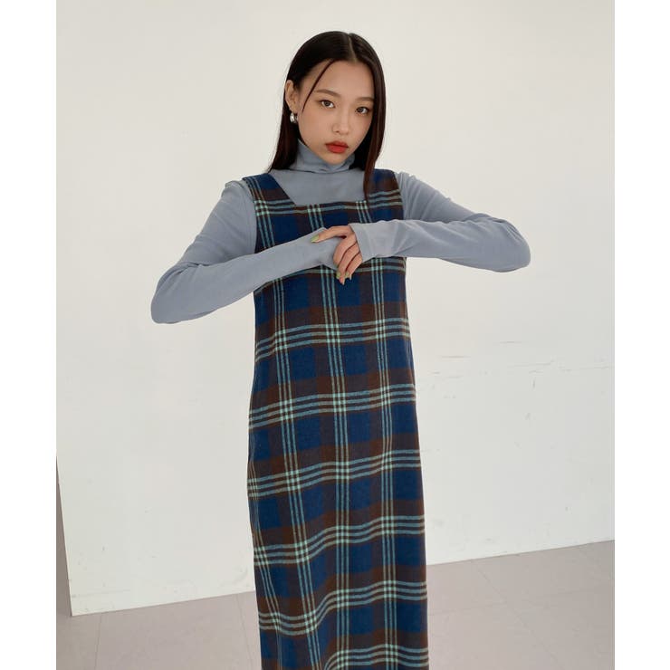 チェック柄スクエアネックビスチェワンピース | by muni:r | 詳細画像10 