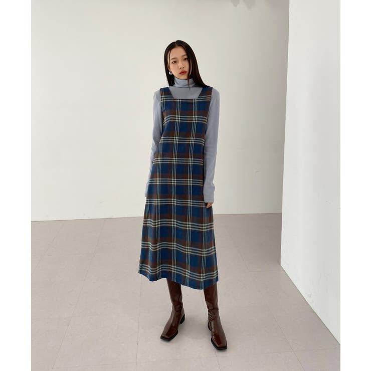 チェック柄スクエアネックビスチェワンピース | by muni:r | 詳細画像14 