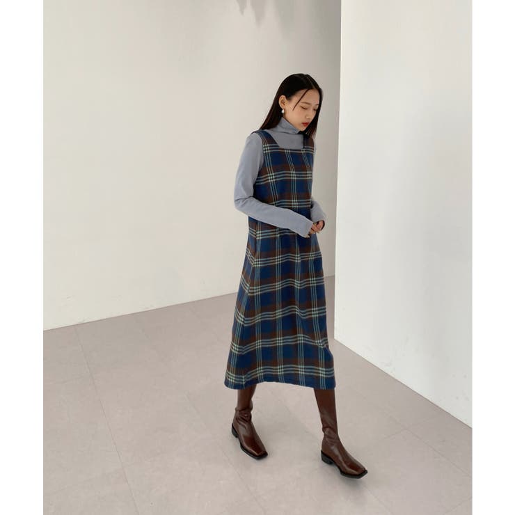 チェック柄スクエアネックビスチェワンピース | by muni:r | 詳細画像17 